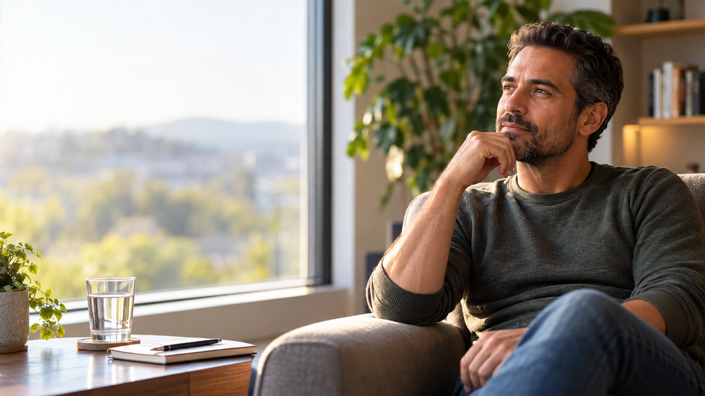 Man reflecting on physical health and addiction recovery